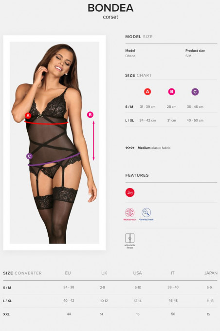 Корсет з трусиками-стринг Obsessive Bondea Corset