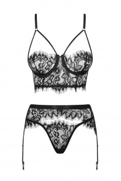 Комплект кружевной с поясом для чулок Obsessive Lashy Set 2