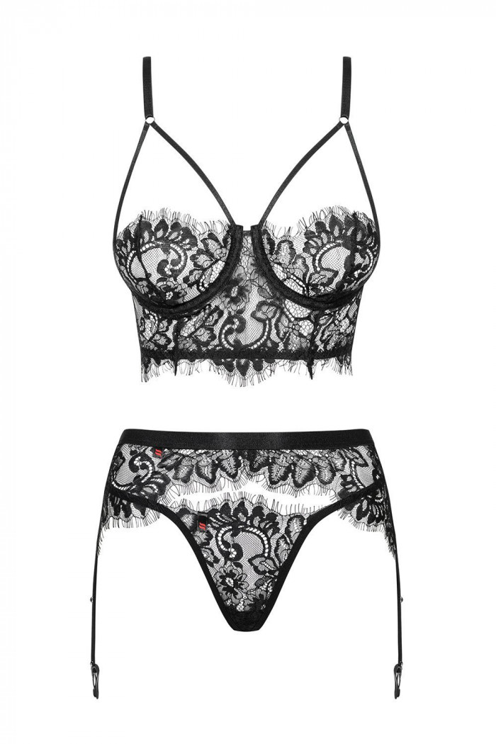 Комплект кружевной с поясом для чулок Obsessive Lashy Set