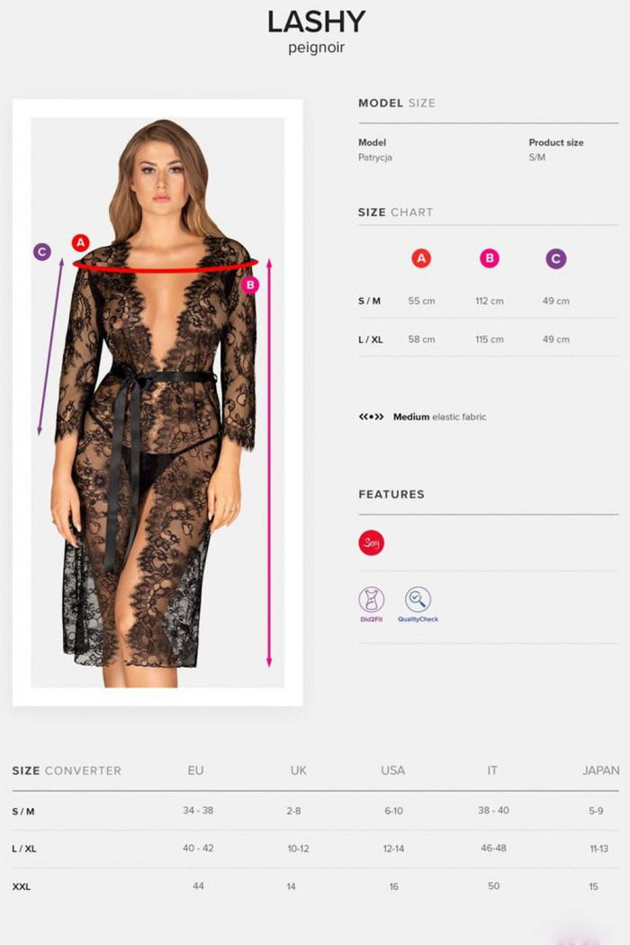 Халат кружевной Obsessive Lashy Peniuar