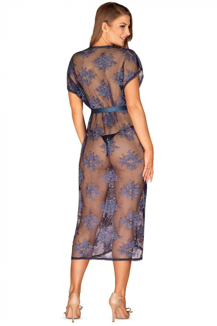 Халат длинный кружевной Obsessive Flowlace Peniuar