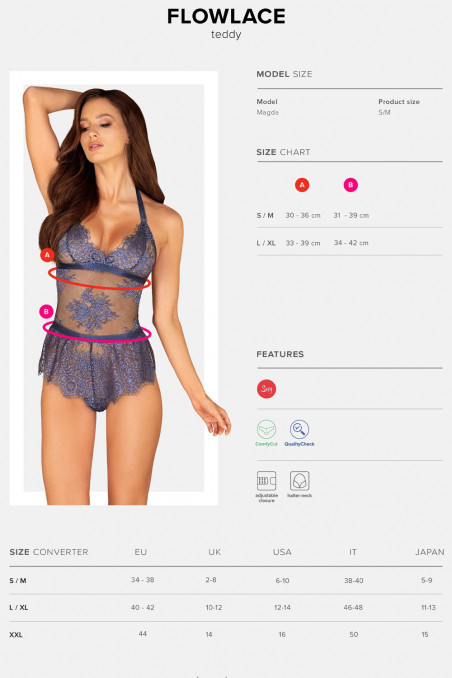Боді мереживне Obsessive Flowlace Teddy