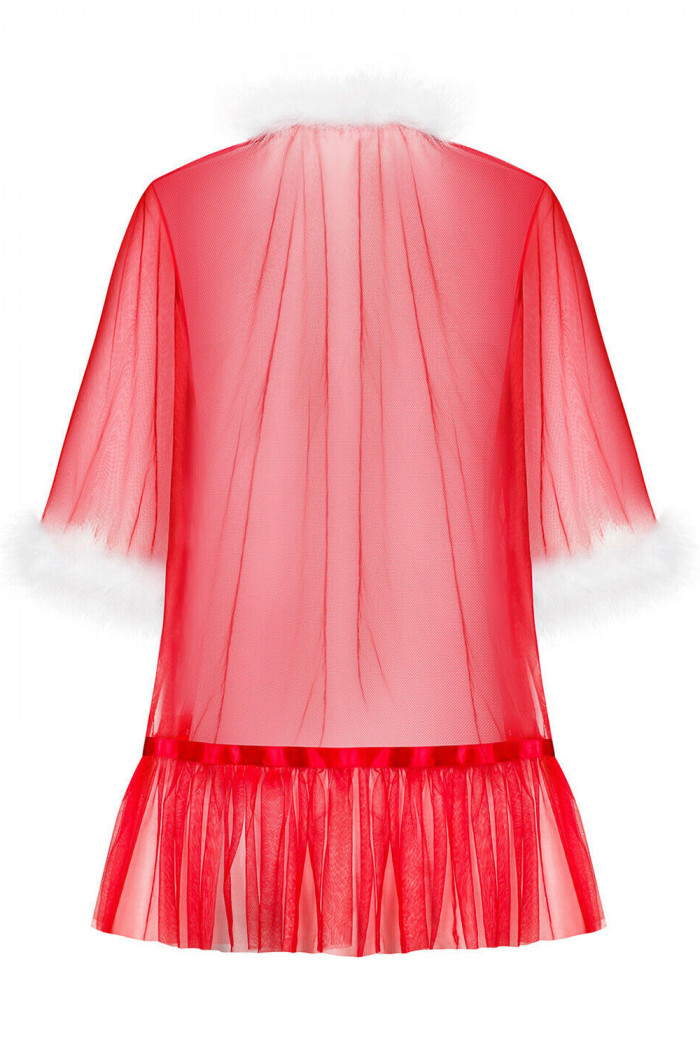 Пеньюар новогодний полупрозрачный Obsessive Santasia Peignoir