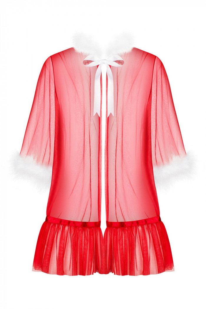 Пеньюар новогодний полупрозрачный Obsessive Santasia Peignoir