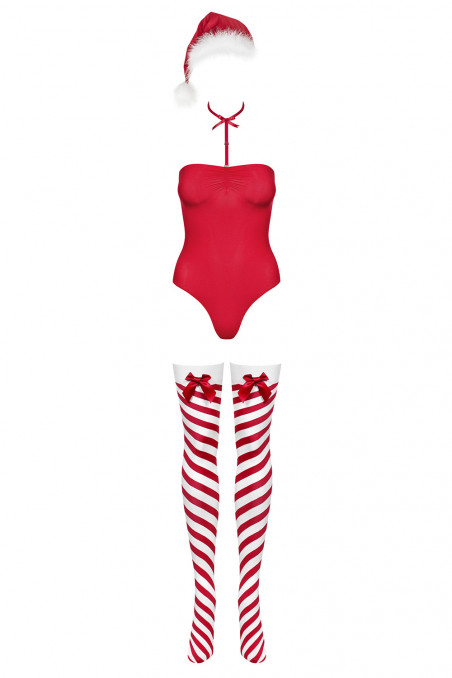 Комплект новорічний з панчохами Obsessive Kissmas Teddy