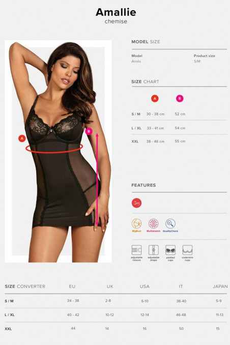 Сорочка облегающая с трусиками Obsessive Amallie Chemise