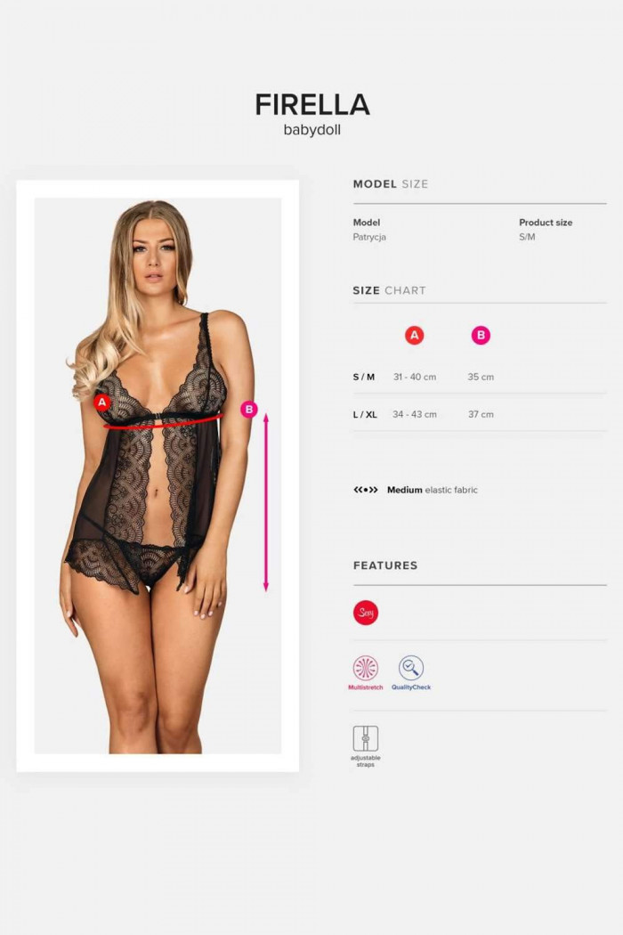 Бебідолл прозорий з трусиками Obsessive Firella babydoll