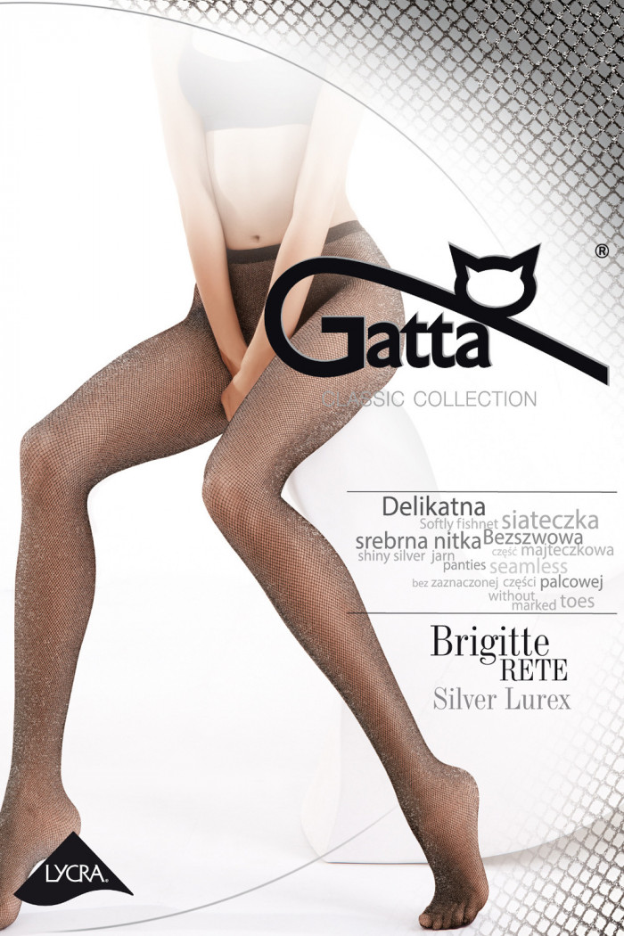 Колготки в середню сітку з люрексом Gatta Brigitte 02 Silver Lurex
