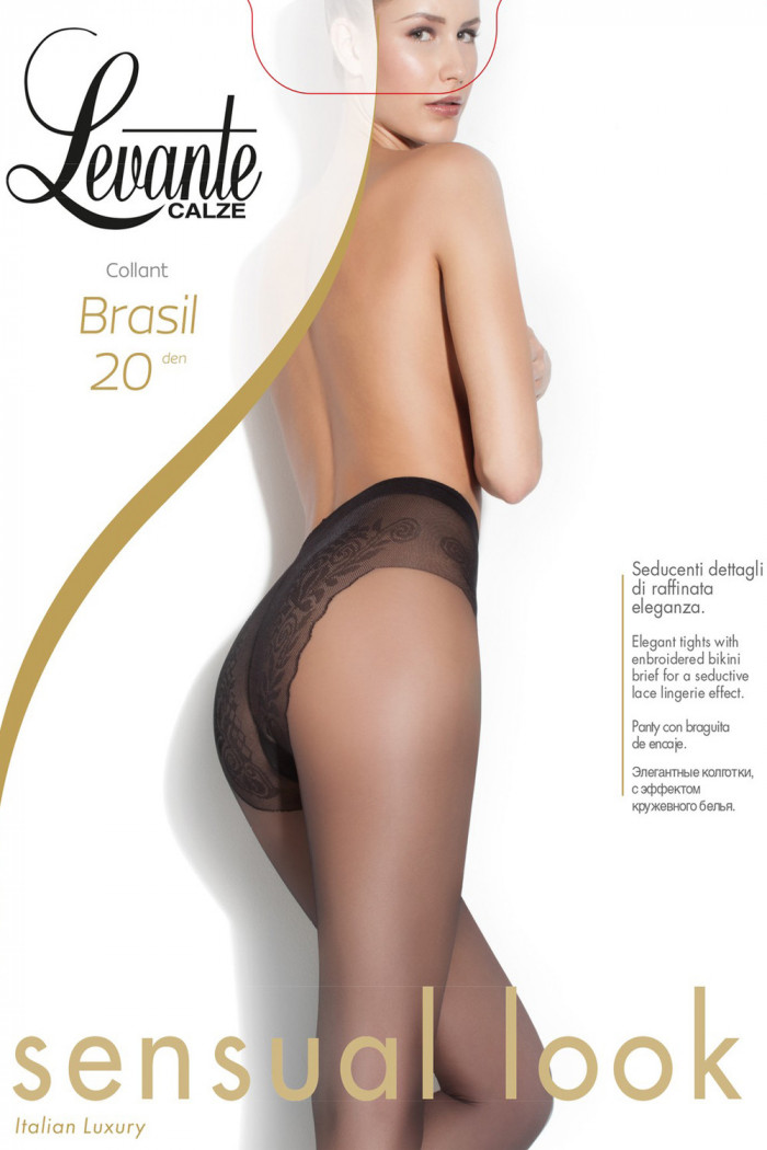 Прозорі колготки з ажурними трусиками Levante Brasil 20 den