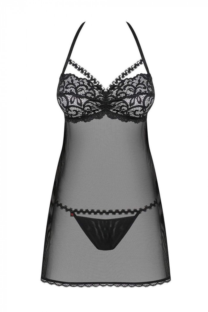 Прозрачный бебидолл с открытой спинкой Obsessive Joylace Babydoll