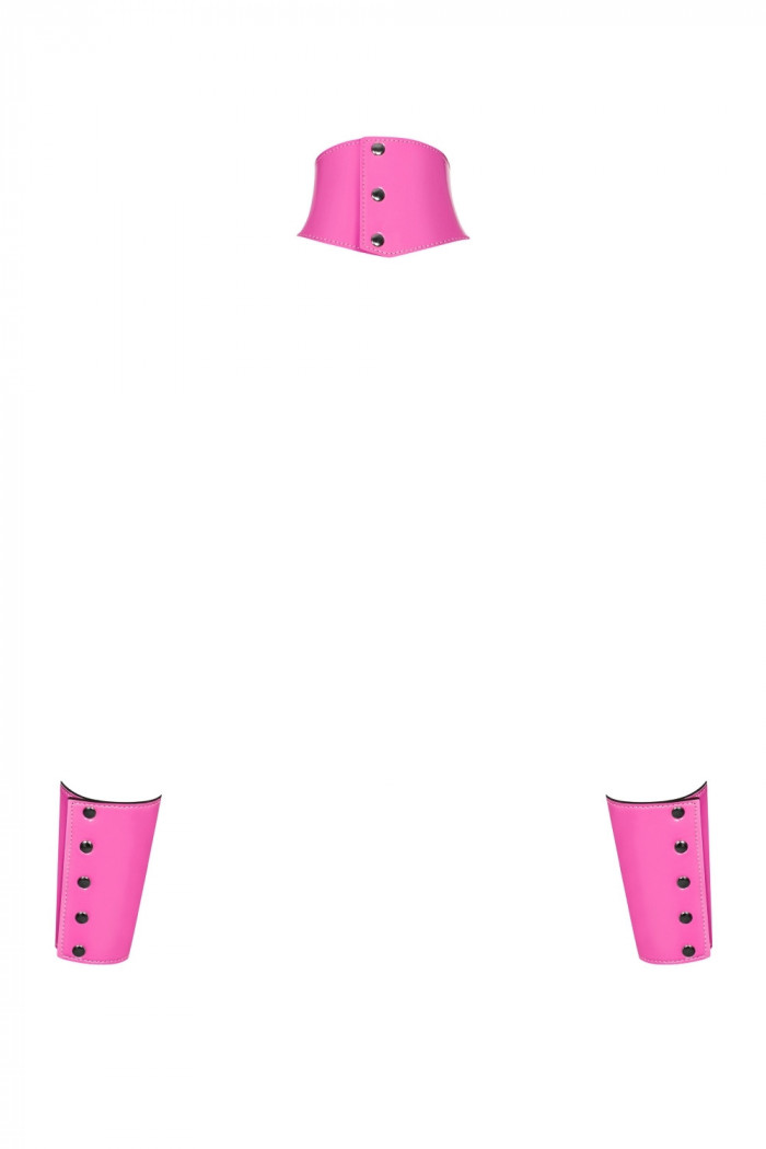 Латексний чокер з наручниками Obsessive Lollypopy Cuffs