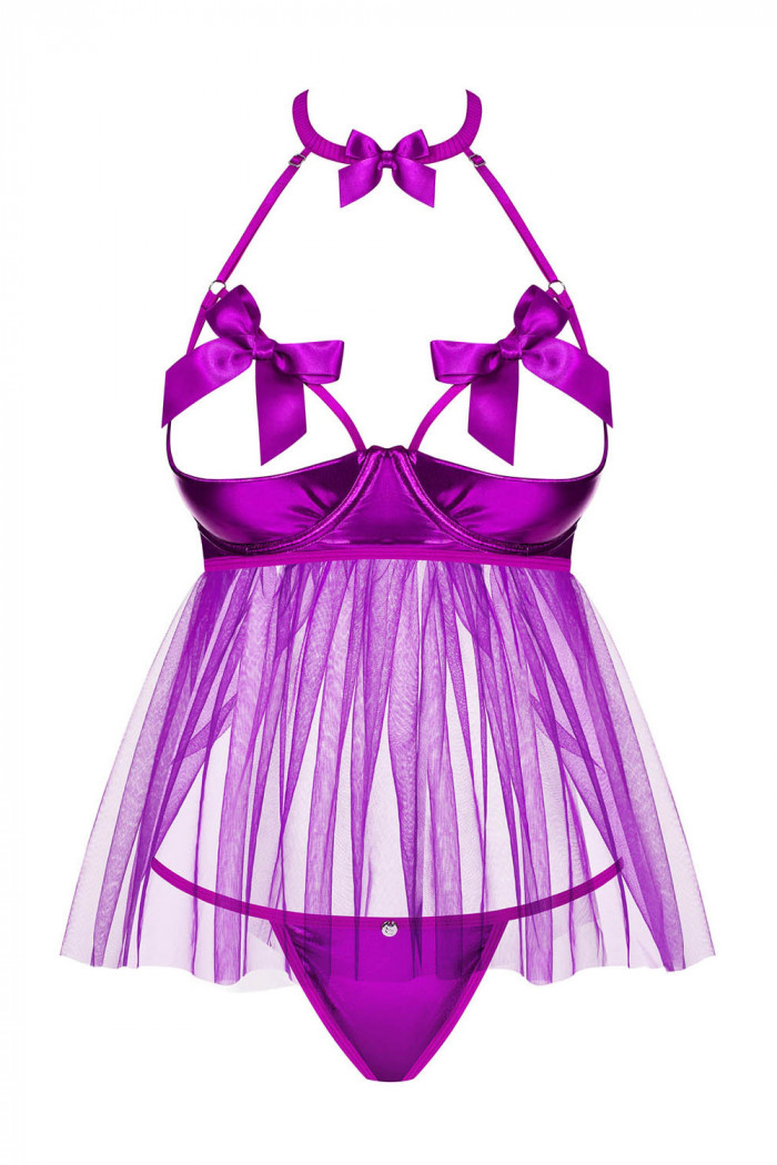 Прозрачный бебидолл с открытой грудью Obsessive Delishya Babydoll
