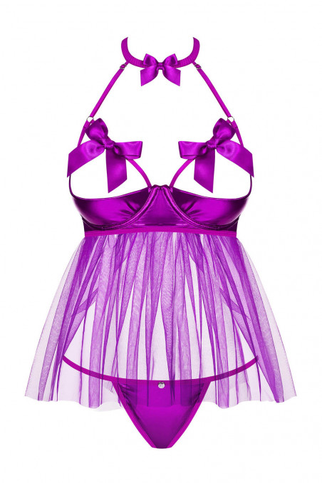 Прозрачный бебидолл с открытой грудью Obsessive Delishya Babydoll