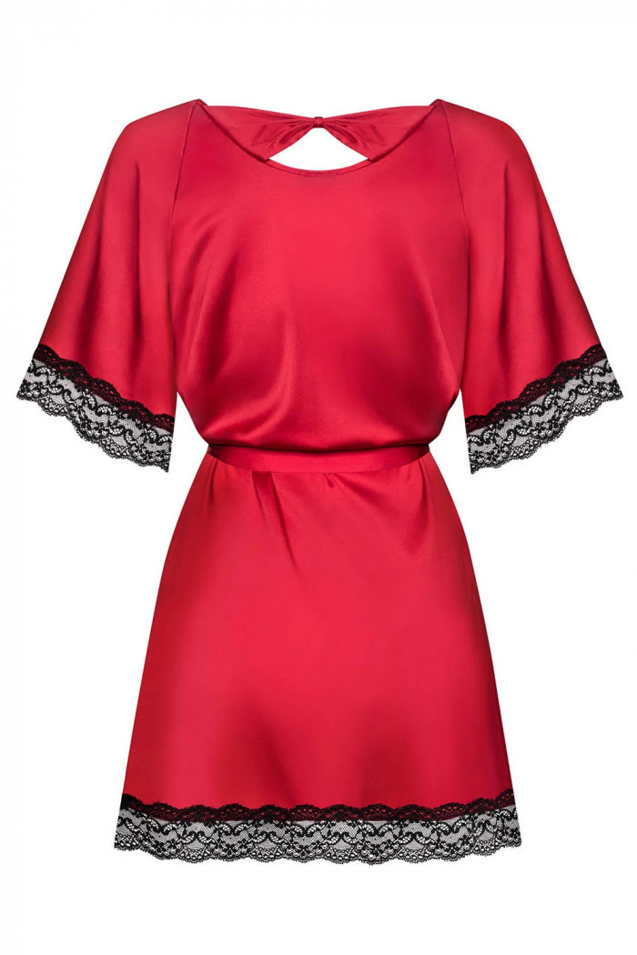 Халатик-пеньюар с кружевом Obsessive Sensuelia Красный