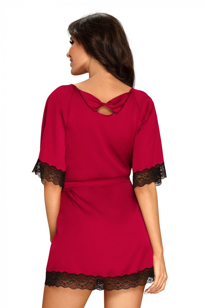Халатик-пеньюар с кружевом Obsessive Sensuelia Красный
