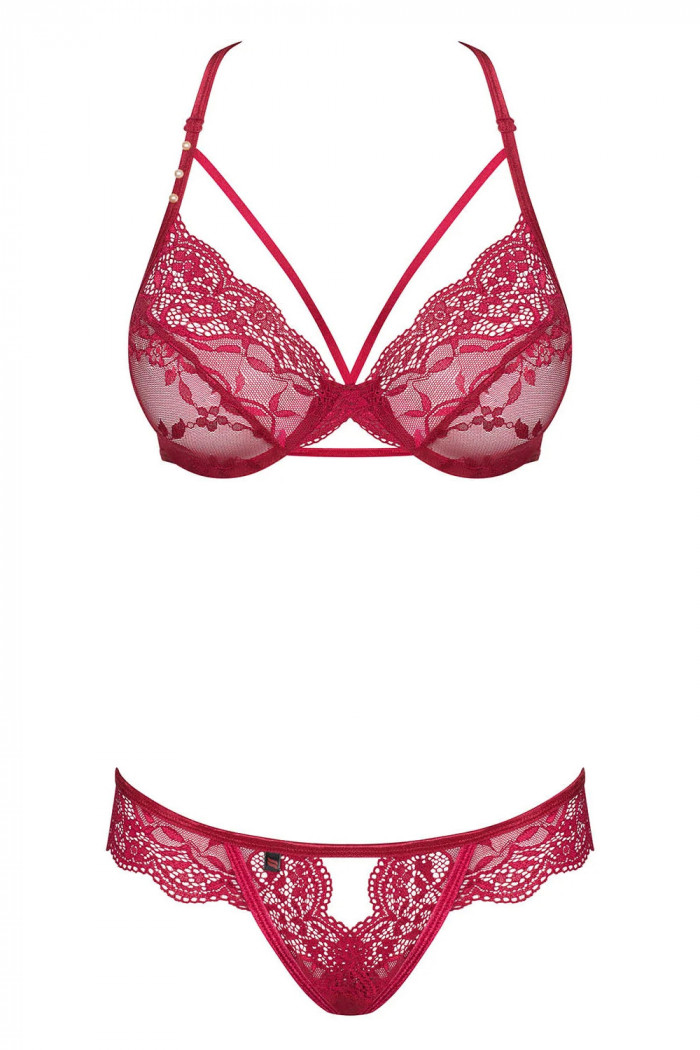 Комплект кружевной с жемчугом Obsessive Ivetta Set