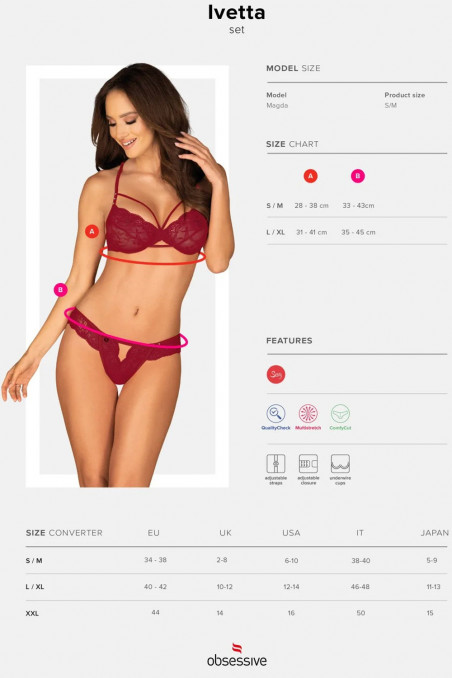 Комплект кружевной с жемчугом Obsessive Ivetta Set