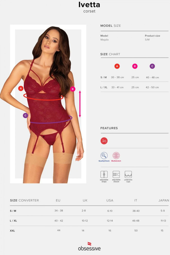 Корсет з трусиками-стринг Obsessive Ivetta Corset