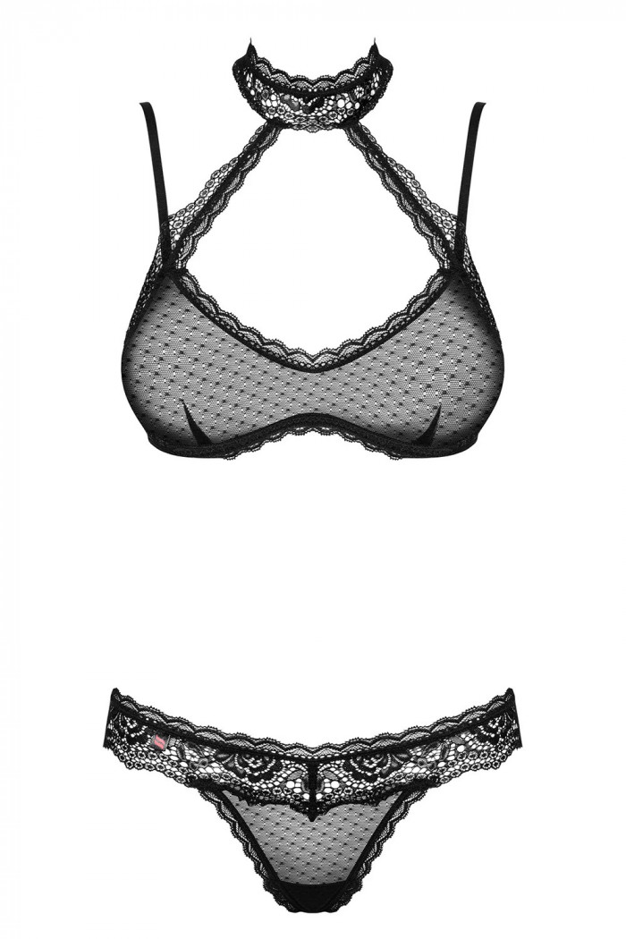 Полупрозрачный комплект с кружевом Obsessive Claudusia Set