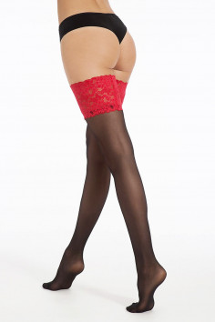Панчохи з широким червоним мереживом Dolores Rossana 20 den 2