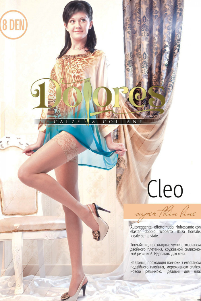 Тонкие матовые чулки с кружевом Dolores Cleo 8Den