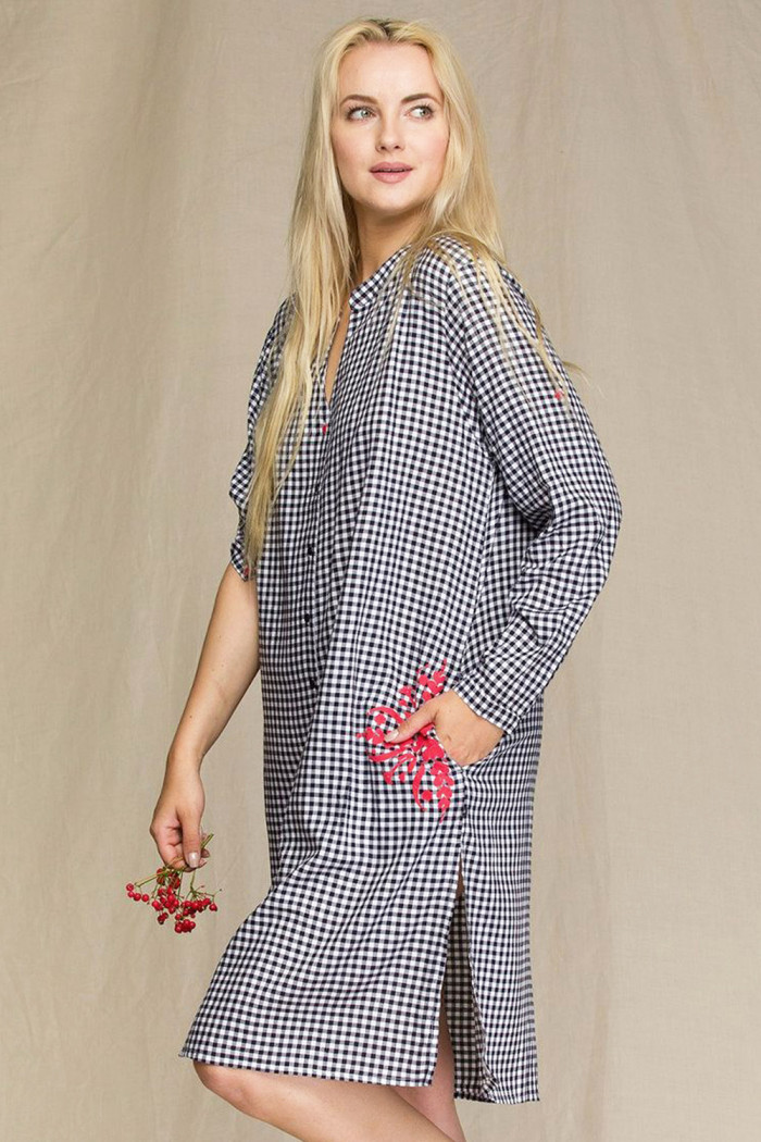 Женское платье-рубашка в клетку Key LND 451 A21