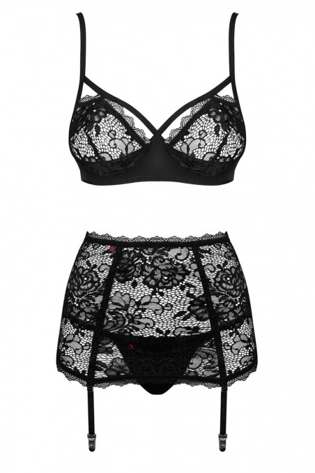 Комплект з широким поясом Obsessive Peonesia Set