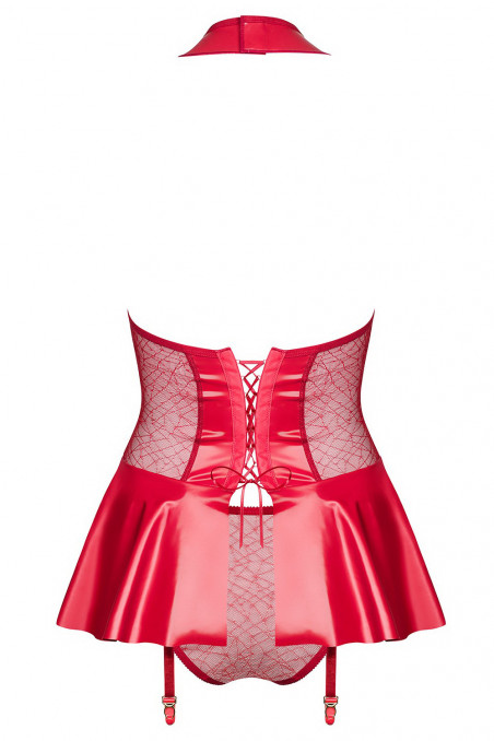 Корсет під шкіру з трусиками Obsessive 859-COR-1 Red