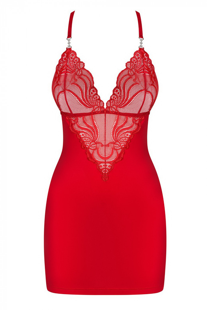 Сорочка с трусиками Obsessive 828-CHE-1 Red