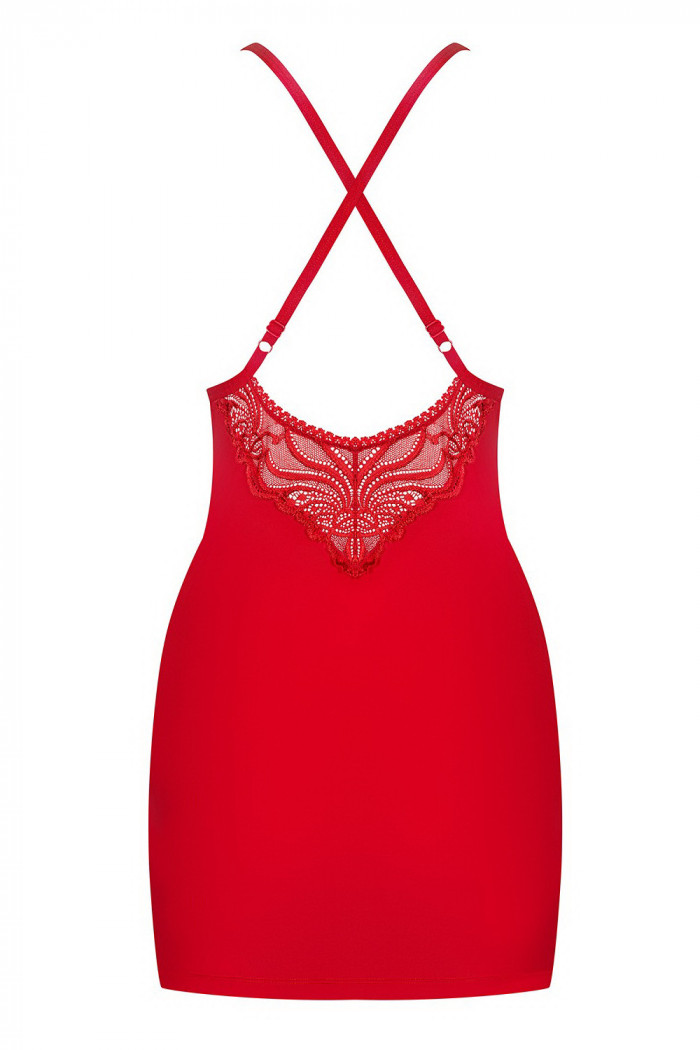 Сорочка с трусиками Obsessive 828-CHE-1 Red