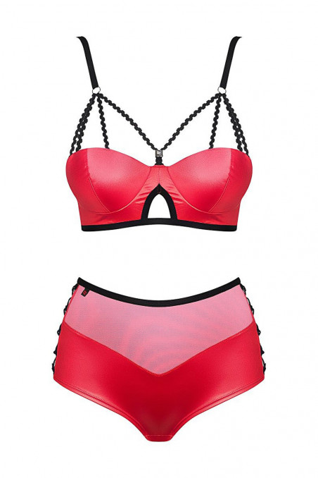 Комплект под кожу Obsessive Leatheria Red