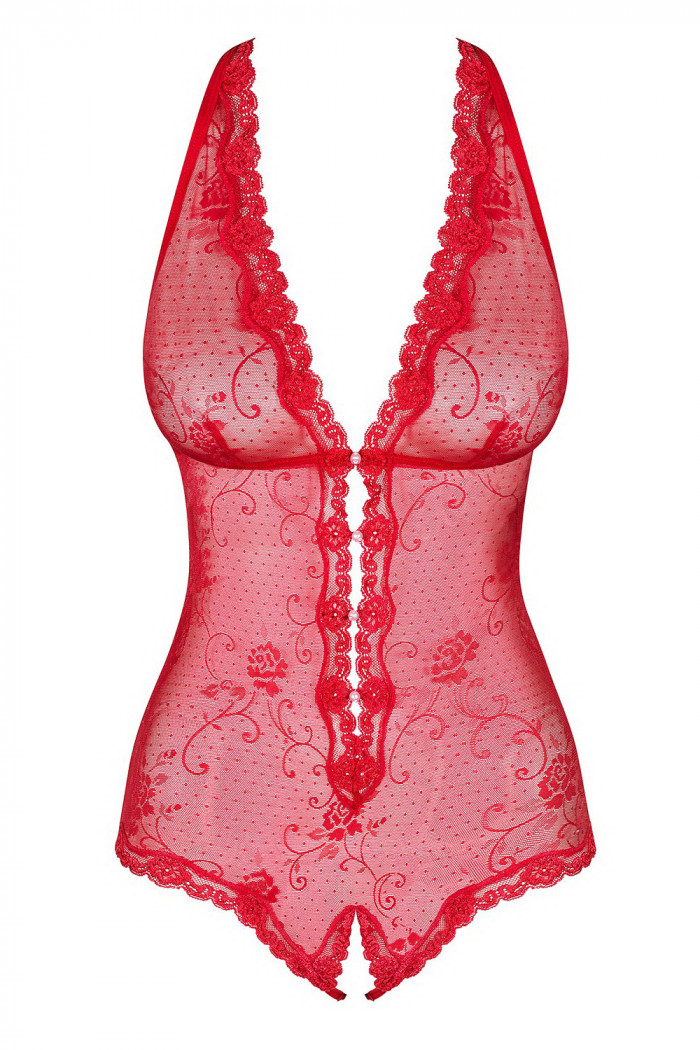 Боди с вырезом Obsessive Fiorenta Red