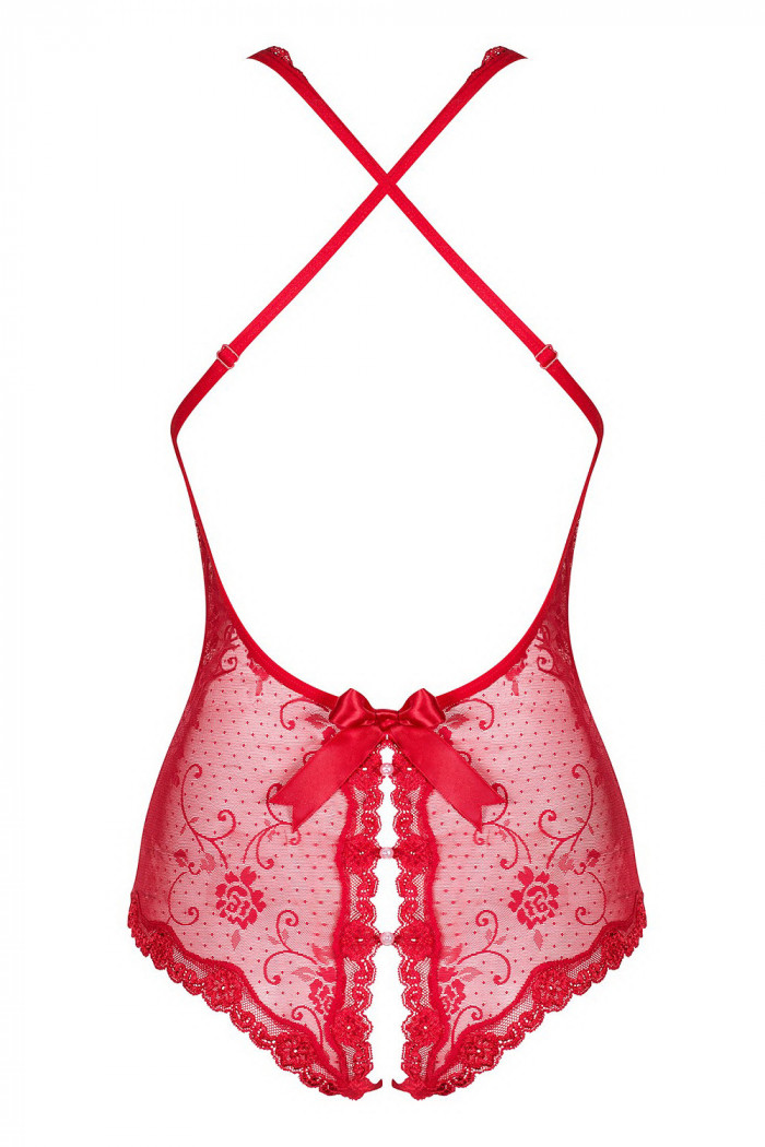 Боди с вырезом Obsessive Fiorenta Red
