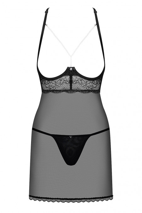 Сорочка с открытым бюстом и трусиками Obsessive Pearlove Chemise