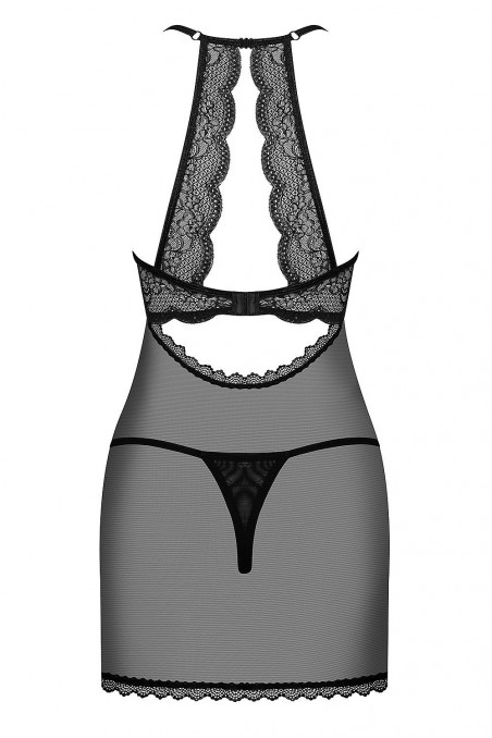 Сорочка с открытым бюстом и трусиками Obsessive Pearlove Chemise