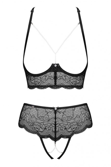 Комплект з відкритим бюстом і трусиками Obsessive Pearlove Set
