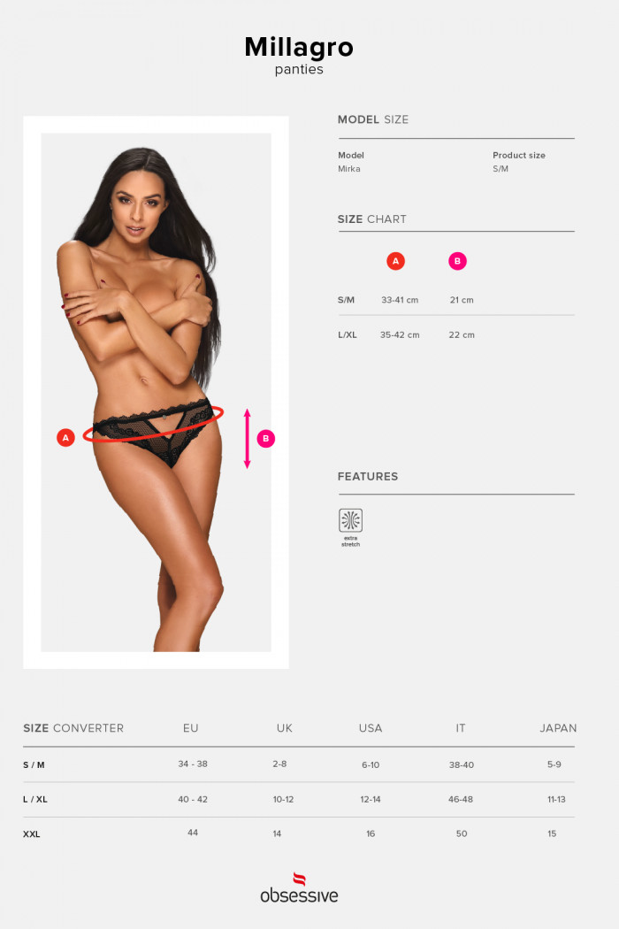 Трусики-бразилиана кружевные Obsessive Millagro