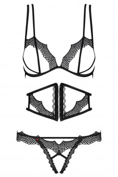 Комплект с открытым бюстом и поясом Obsessive Bravelle