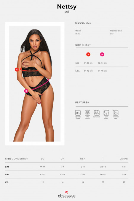 Комплект с открытым бюстом и трусиками Obsessive Nettsy set