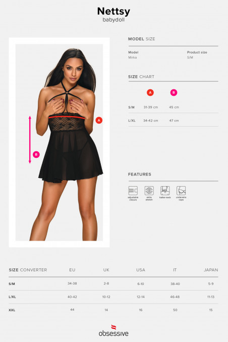 Сорочка с открытым бюстом Obsessive Nettsy babydoll
