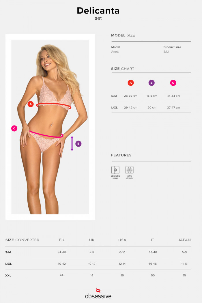 Комплект кружевной Obsessive Delicanta Set Pink