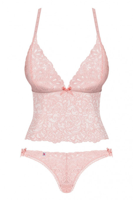 Комплект мереживний Obsessive Delicanta Top Pink