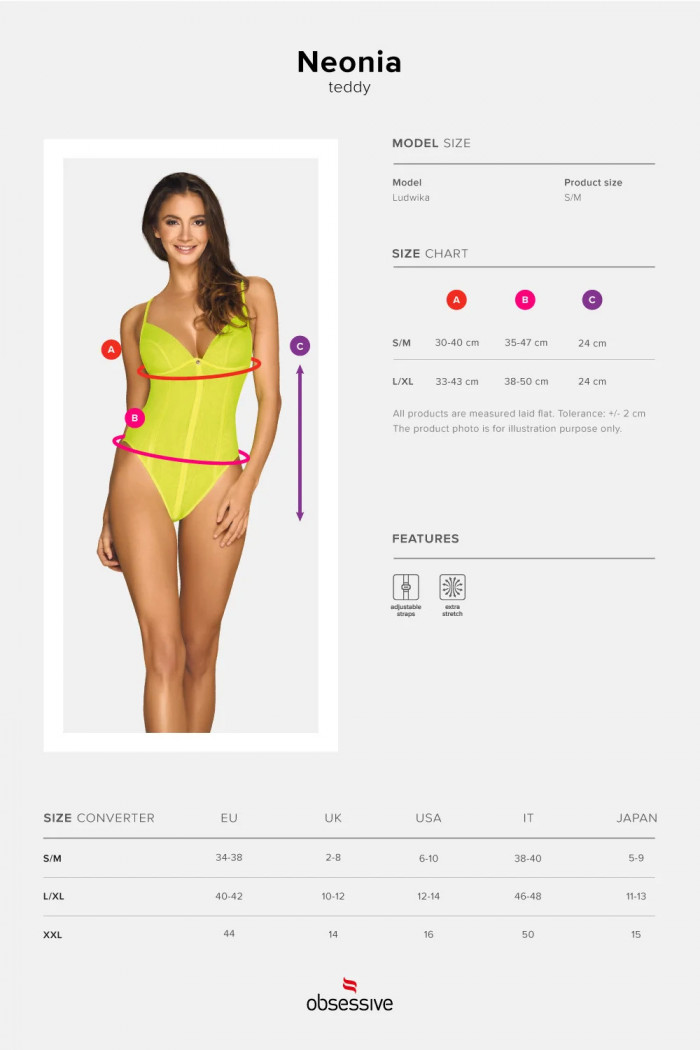 Боди яркого неонового цвета Obsessive Neonia