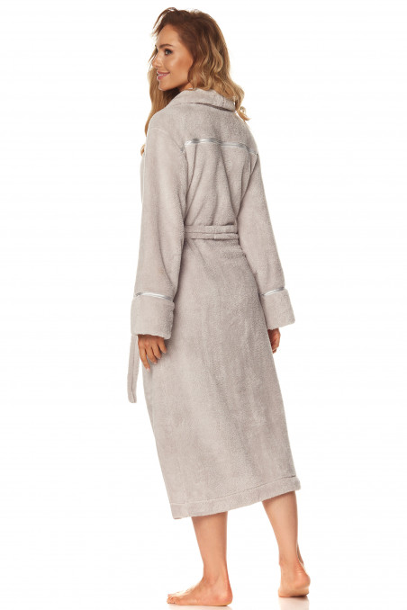Довгий жіночий теплий халат L&L 2084 Satyn Grey