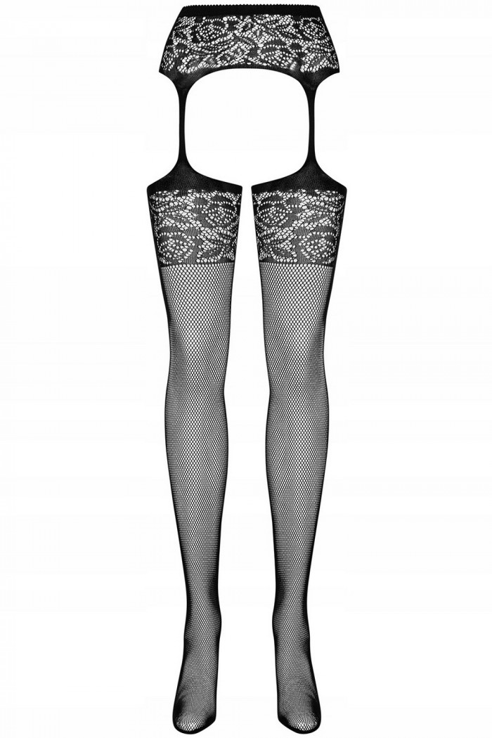 Чулки в сетку с поясом Obsessive S500