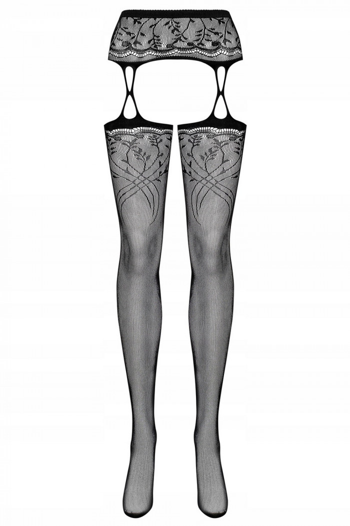 Чулки в сетку с поясом Obsessive S206