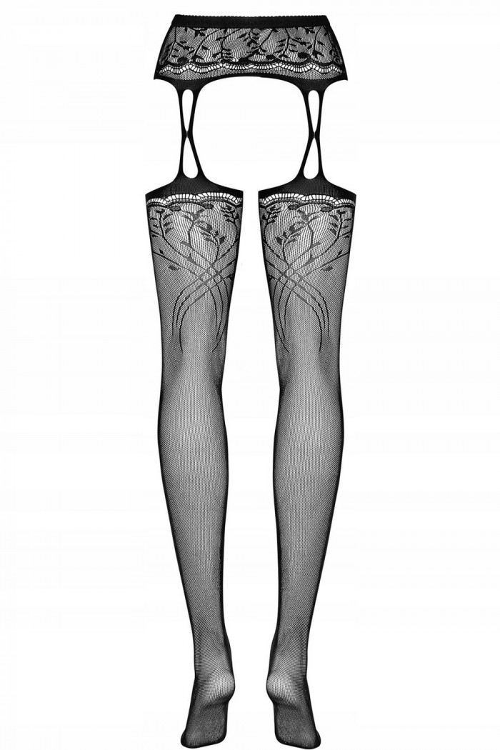Чулки в сетку с поясом Obsessive S206