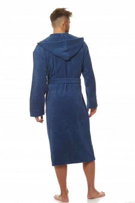 Мужской махровый халат с капюшоном L&L 2104 Frotte Navy