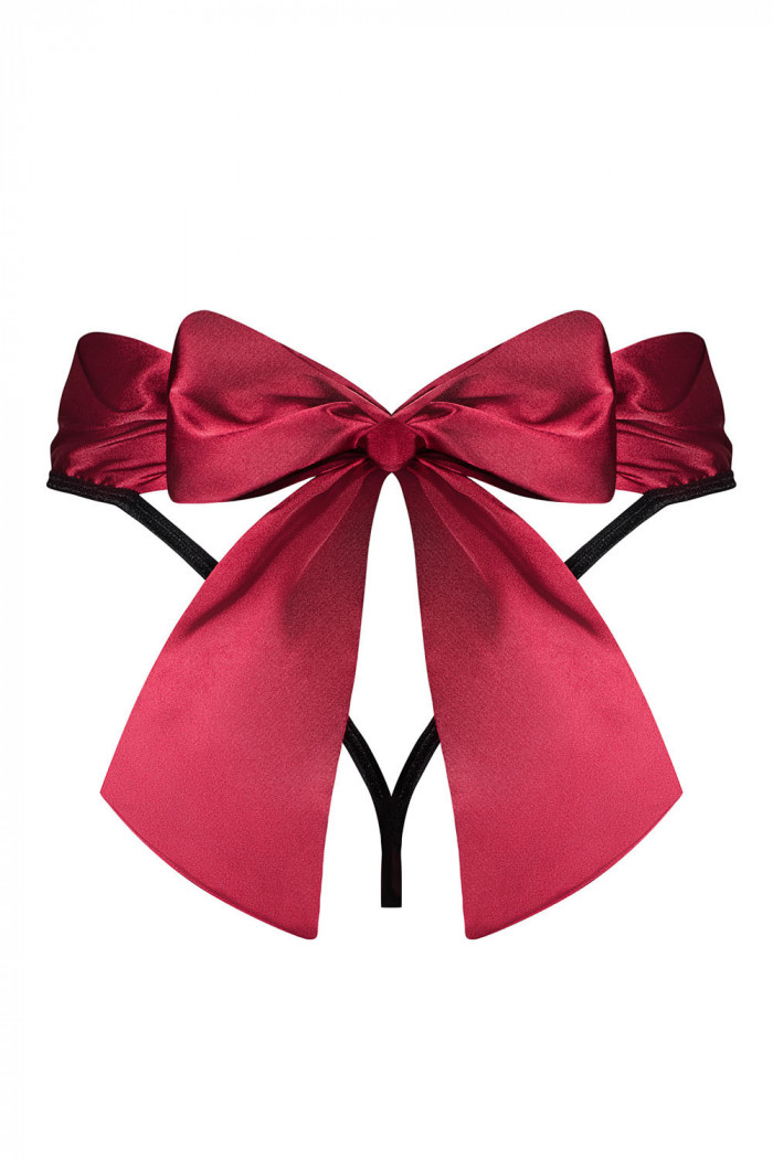 Высокие трусики-стринги с бантом Obsessive Tienesy