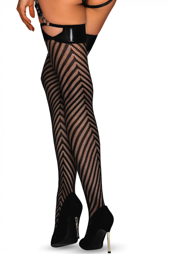 Чулки с коронкой под кожу Obsessive S818